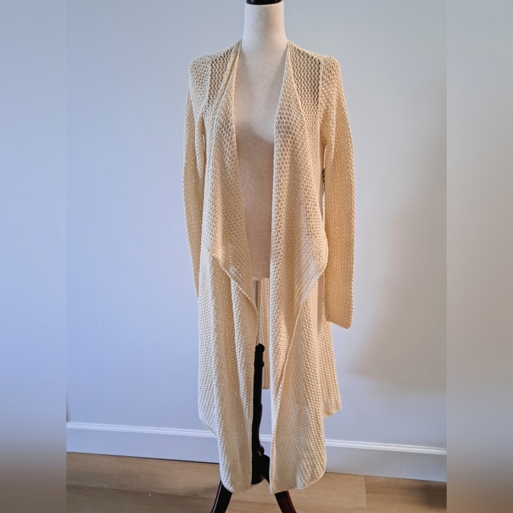 Rip Curl NWT Wild One Boho Duster Cardigan Crochet Sz S/M Fringe Trim On Back